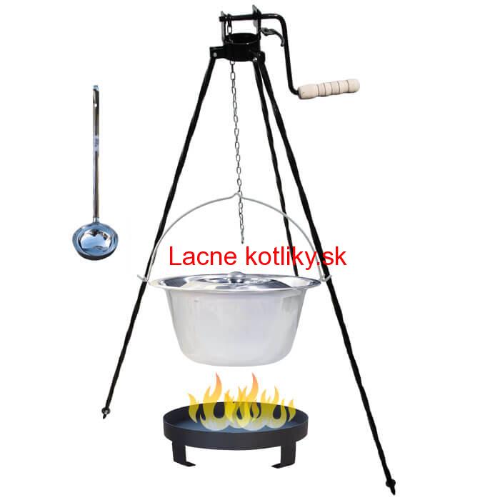 Antikorový kotlík 14 L (0,8 mm) + Ohnisko + stojan s kladkou VAR
