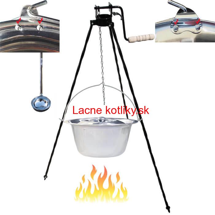 Antikorový kotlík 15 L (0,8 mm) s nitmi + stojan s kladkou VAR