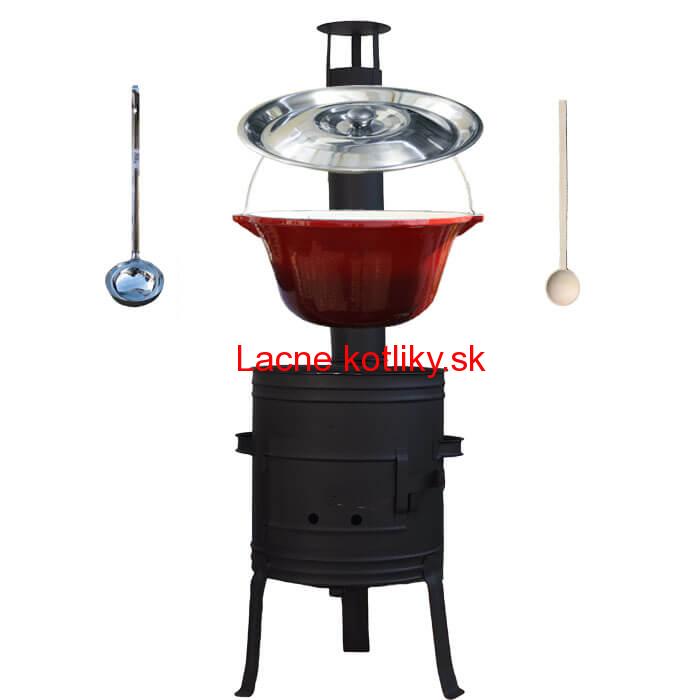 Liatinový kotlík 10 L so smaltovanou úpravou + nízka žiaruvzdorná kotlina 33 cm PLUS 700 + vareška a naberačka