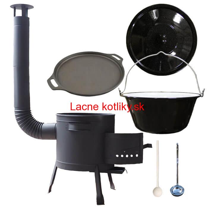 Smaltovaný kotlík 20 L (1,2 mm) + Liatinová panvica 43 cm + žiaruvzdorná kotlina 42 PLUS 600