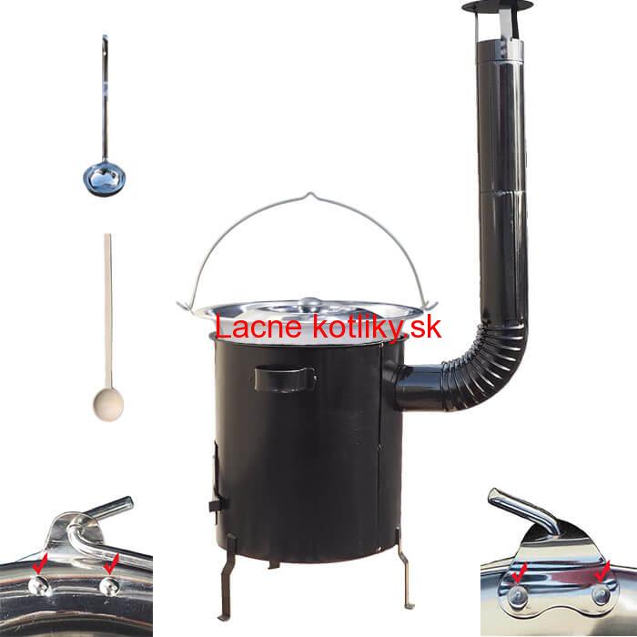 Nerezový kotlík 30 L (0,8 mm) zosilnený s nitmi + hrubostenná (1,5 mm) kovová kotlina 45 STRONG