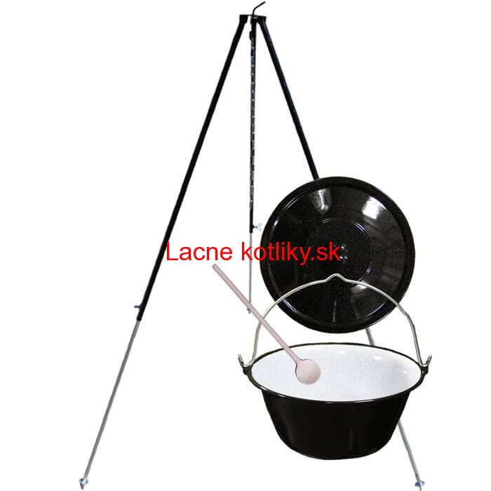 Smaltovaný kotlík 30 L + pokrievka + teleskopická trojnožka 1,7 m
