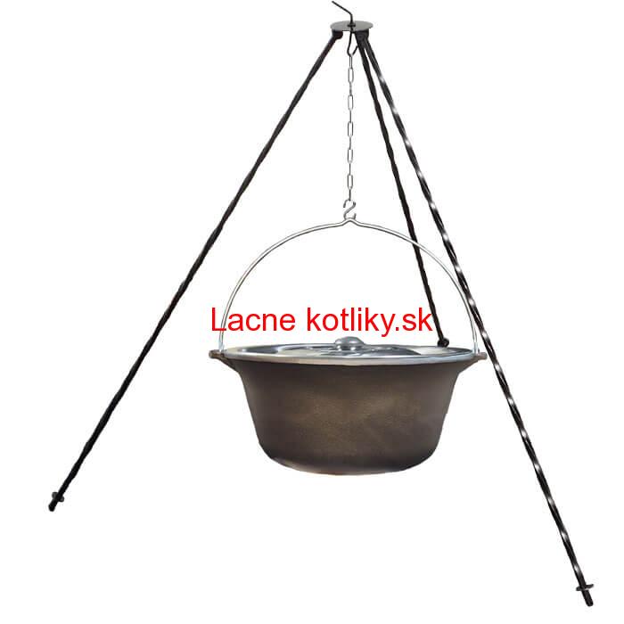 Liatinový kotlík 10,8 L + pokrievka + trojnožka 1,2 m