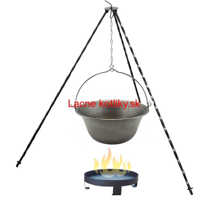 Železný kotlík 14 L (0,75 mm) + trojnožka 1,2 m + ohnisko 36 cm