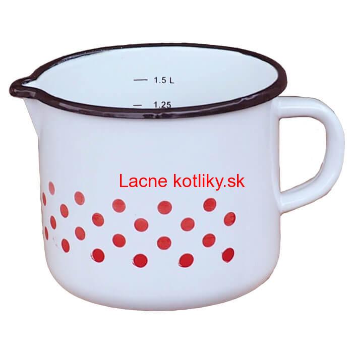 Smaltovaný hrnček s výlevkou 1,5 L - bodkovaný