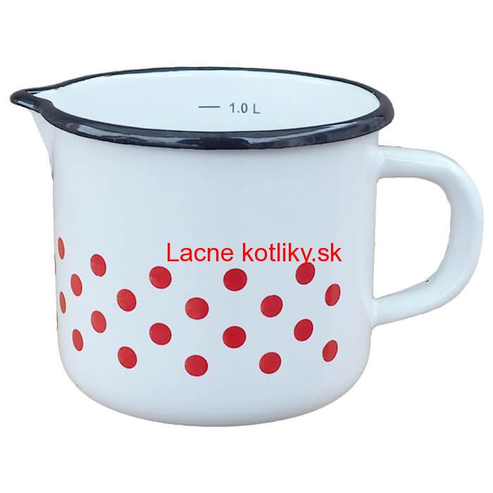 Smaltovaný hrnček s výlevkou 1 L - bodkovaný