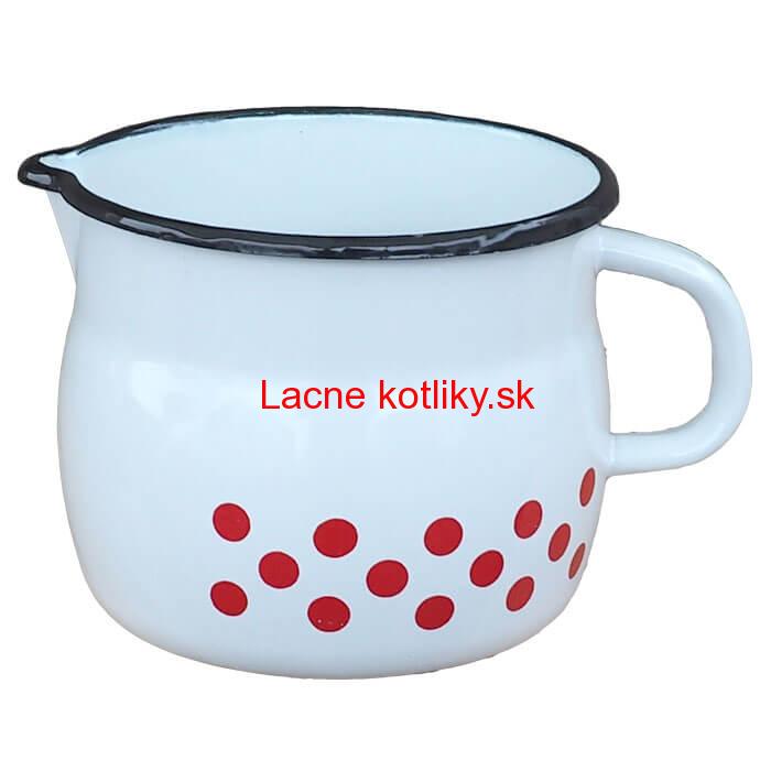 Smaltovaný hrnček s výlevkou 1 L baňatý - bodkovaný