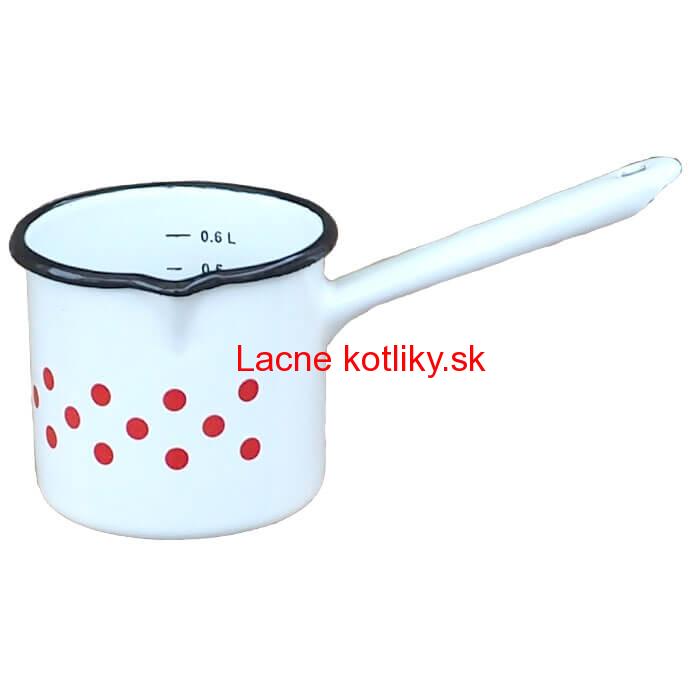 Smaltovaný hrnček s rúčkou 0,6 L - bodkovaný
