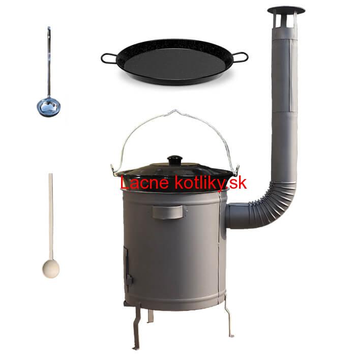 Smaltovaný kotlík 13 L (1,2 mm) + Paella panvica 38 cm + hrubostenná (1,5 mm) žiaruvzdorná kotlina (1,5 mm) 36 PLUS 600