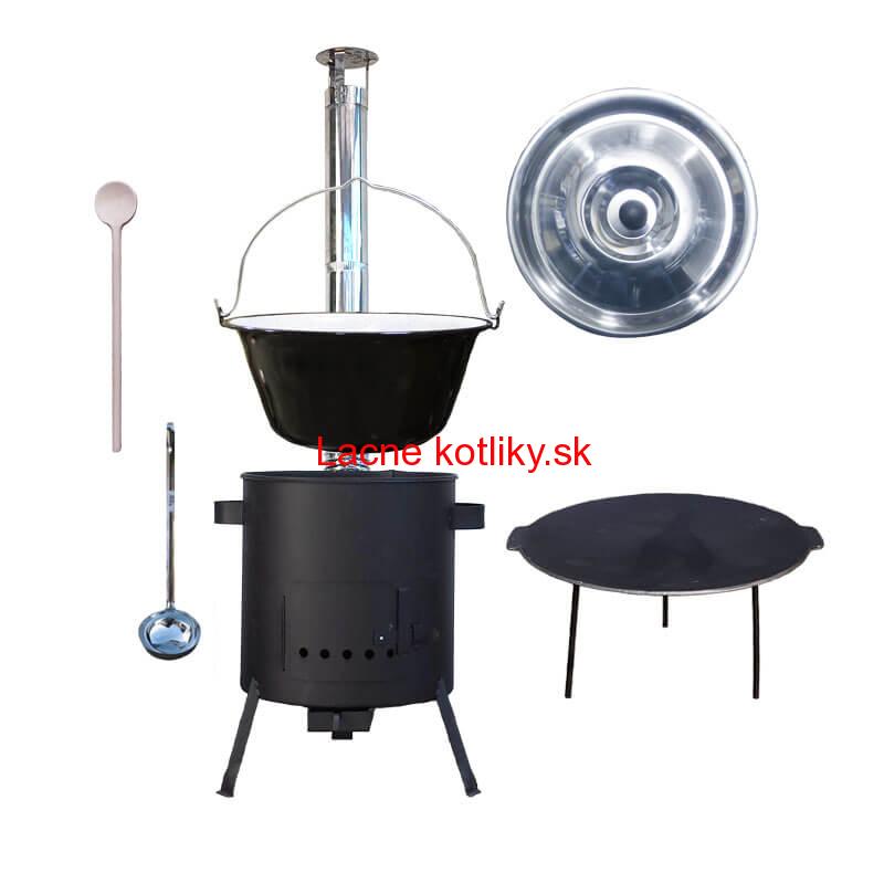 Smaltovaný kotlík 20 L + liatinová panvica 45 cm + žiaruvzdorná kotlina 42 cm PLUS 600