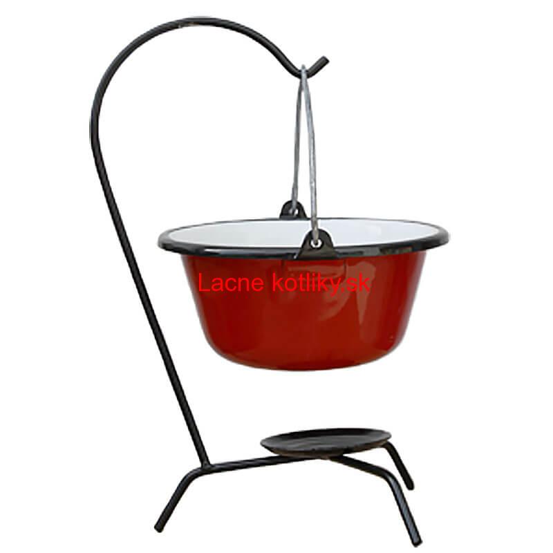 Servírovací kotlík na guláš smaltovaný červený 0,8 l + stojan