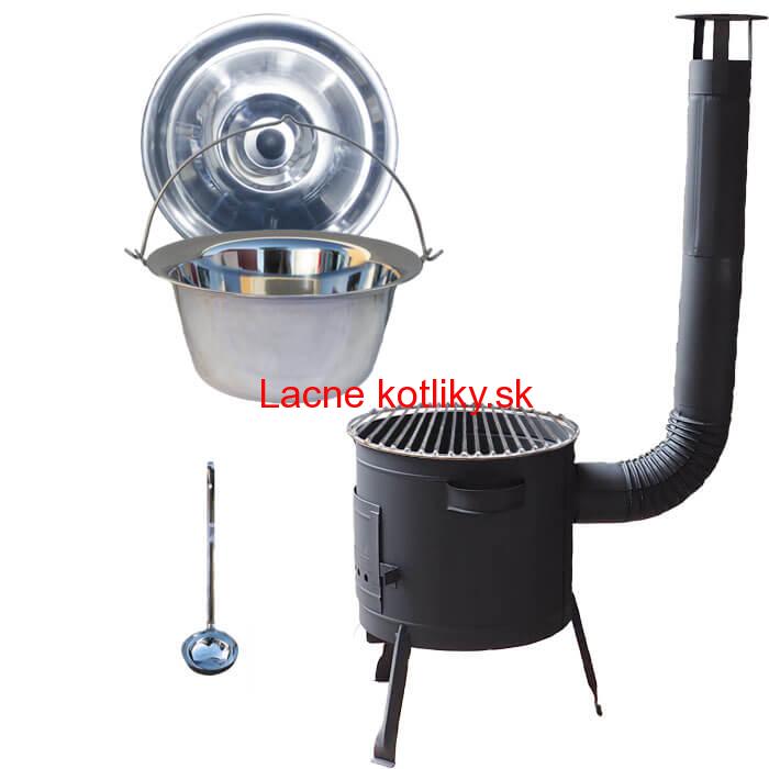 Nerezový kotlík 20 L (1,2 mm) INOX + Nerezový rošt 45 cm + nízka žiaruvzdorná kotlina 42 cm PLUS 600