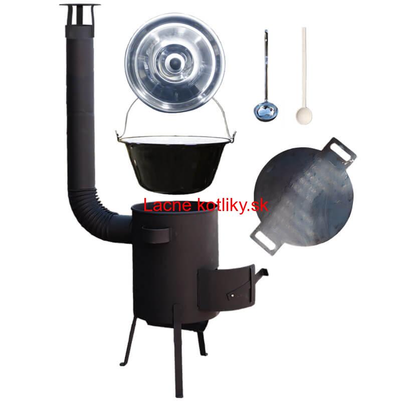 Smaltovaný kotlík 20 L + železná panvica 44 cm UNI + žiaruvzdorná kotlina 42 PLUS 600 4 MM