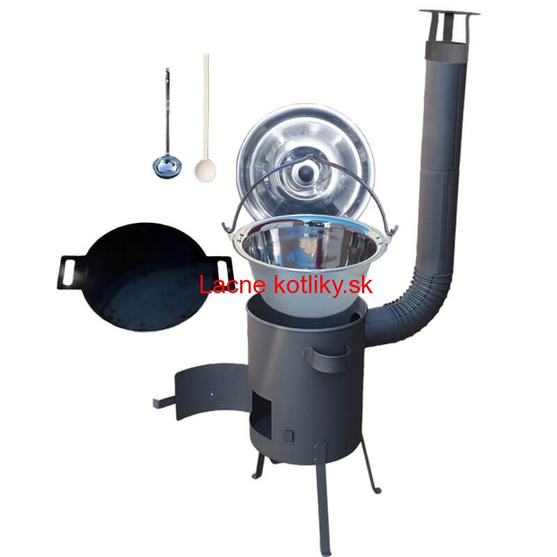 Nerezový kotlík 20 L (1,2 mm) INOX + železná panvica 44 cm UNI + kotlina 42 cm PLUS 600 4 MM