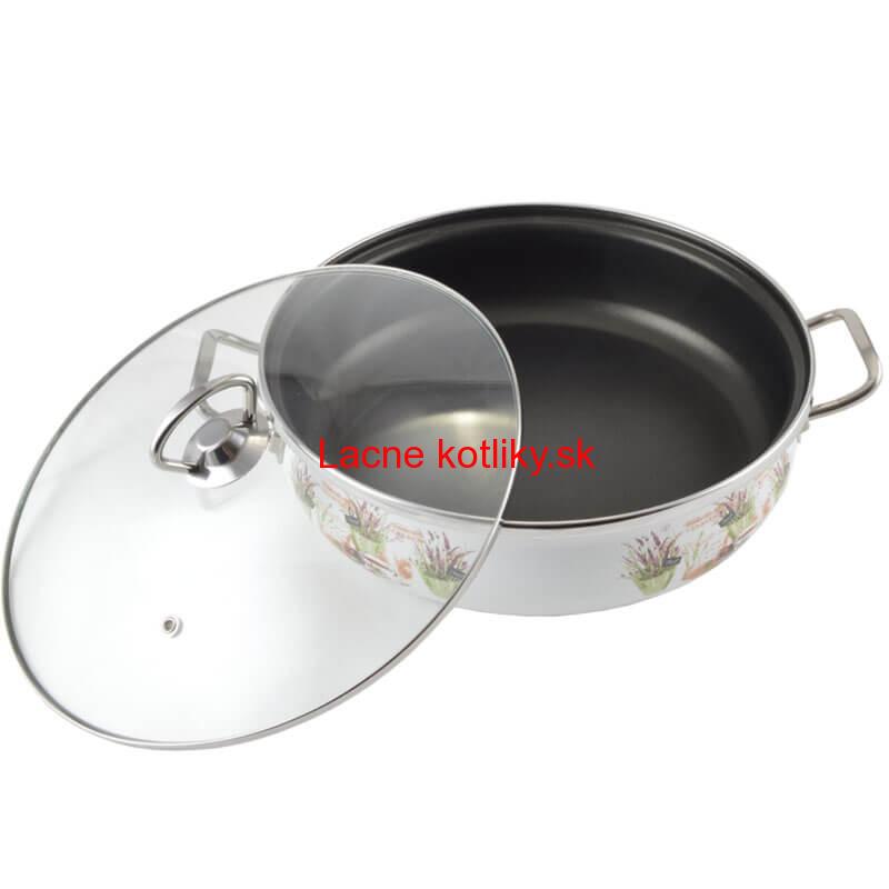 Smaltovaná rajnica s pokrievkou 30 cm LEVANDUĽA