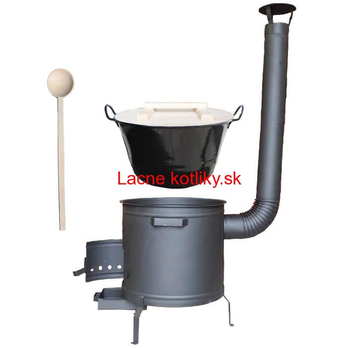 Smaltovaný kotol 100 L na zabíjačku s žiaruvzdornou kotlinou 60 cm PLUS 600 + vareška