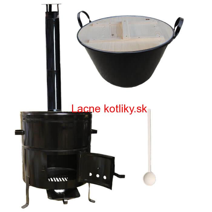 Smaltovaný kotol 100 L na zabíjačku s kovovou kotlinou 60 cm CLASSIC + vareška