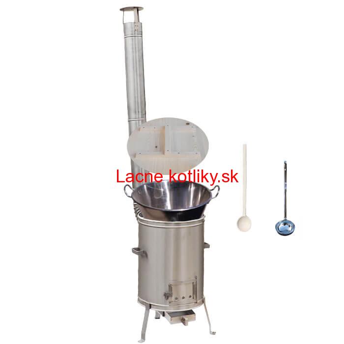 Zabíjačkový nerezový kotol 100 L + nerezová kotlina 60 cm + vareška a naberačka