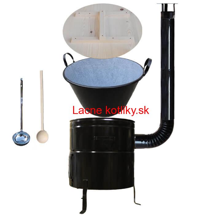 Smaltovaný kotol 100 L + kovová kotlina 60 cm + vareška a naberačka BIG PARTY