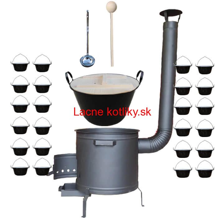 Smaltovaný kotol 100 L + servírovacie kotlíky (24 ks) vareška a naberačka PLUS 600