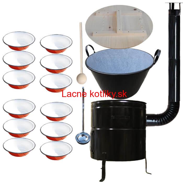 Smaltovaný kotol 100 L + smaltované taniere 12 ks + vareška a naberačka BIG PARTY