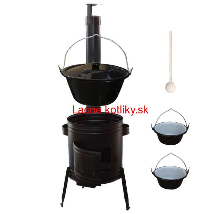 Smaltovaný kotlík 10 L (1,2 mm) + kovová kotlina 31 CLASSIC (KOV) + 2 smaltované servírovacie kotlíky 0,8 L