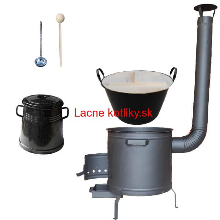 Smaltovaný kotol 100 L + žiaruvzdorná kotlina 60 cm PLUS 600 + Nádoba na masť 10 L