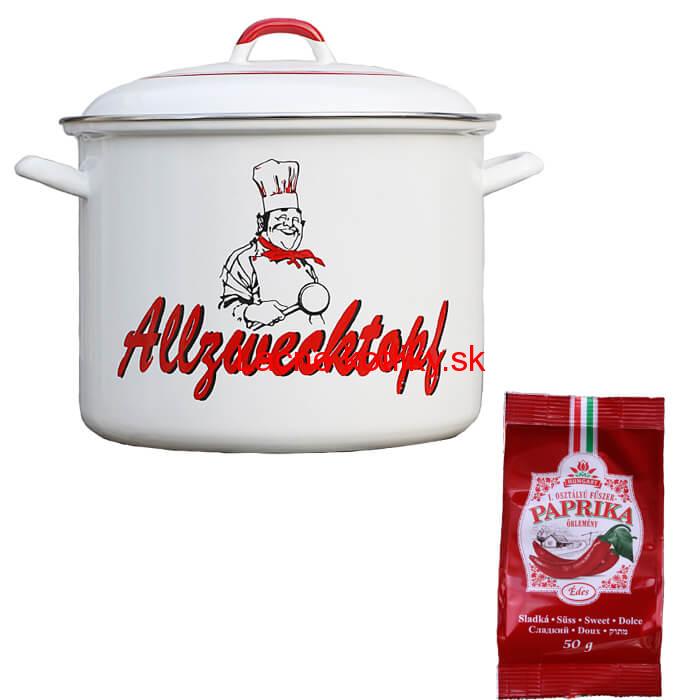 Smaltovaný hrniec s pokrievkou 13 L kuchár + sladká paprika GURMÁN 50 g