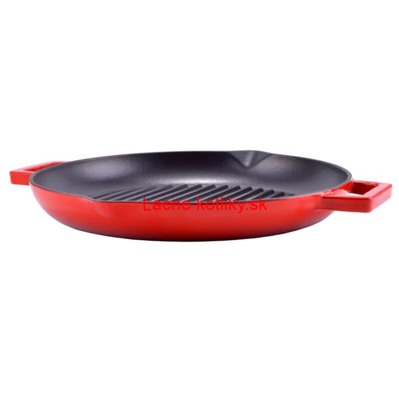 Liatinová posmaltovaná panvica na grilovanie 31 cm s výlevkami BBQ