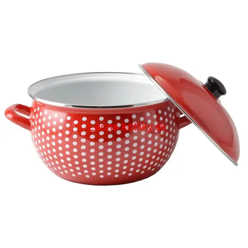 Smaltovaný hrniec 4,8 l červený 20 cm (bodkovaný)