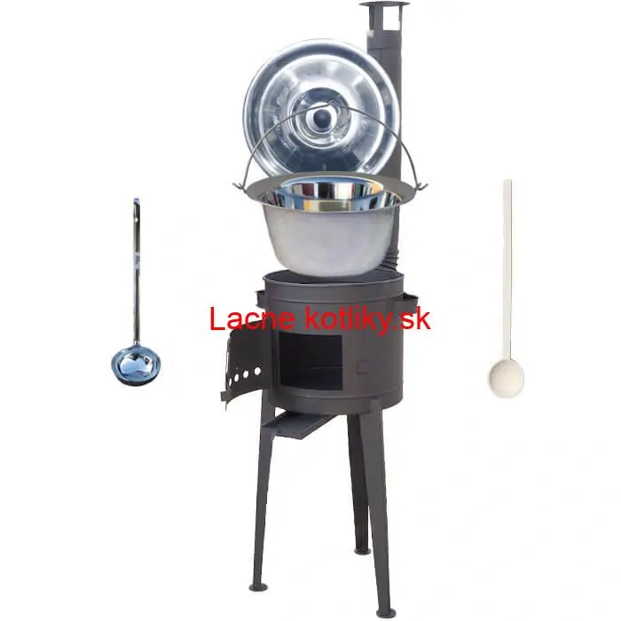 Nerezový kotlík 22 L (0,8 mm) + vysoká žiaruvzdorná kotlina (1,5 mm) HODO 42 cm PLUS 600 + vareška + naberačka