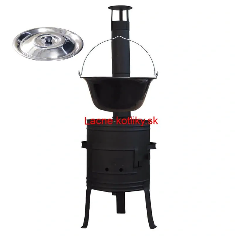 Smaltovaný kotlík 11 L BLACK + nerezová poklice INOX + žáruvzdorná kotlina 33 cm Plus 700