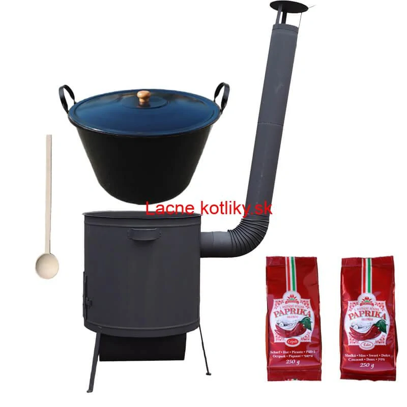Smaltovaný kotol 60 L na zabíjačku + žiaruvzdorná kotlina 53 PLUS 600 4 MM + sladká a štipľavá paprika + vareška