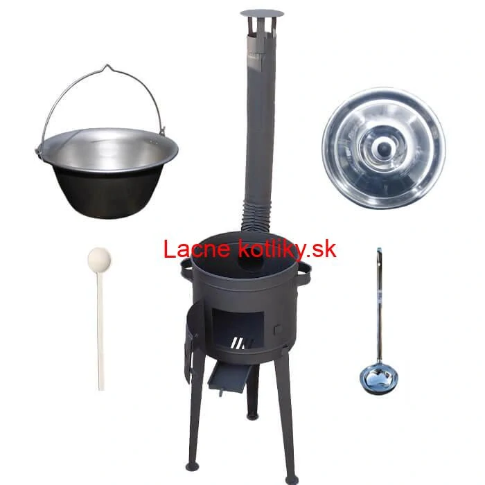 Nerezový kotlík 30 L (1,5 mm) + vysoká žiaruvzdorná kotlina (2,0 mm) HODO 47 cm PLUS 600 + vareška + naberačka