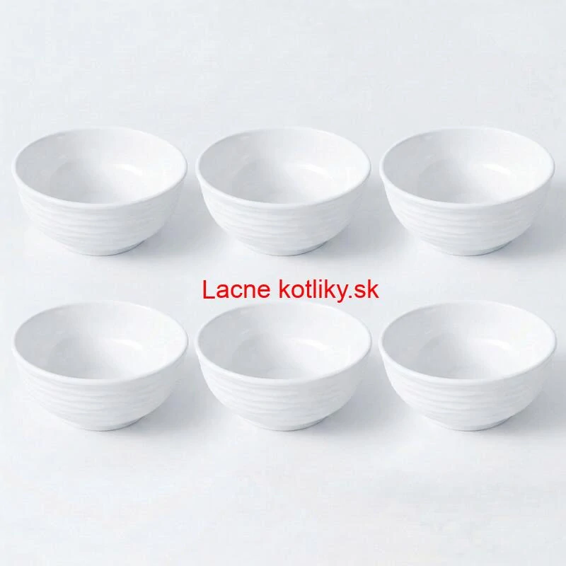 Set 6 ks: Prémiové biele misky s kamennou štruktúrou (750 ml)