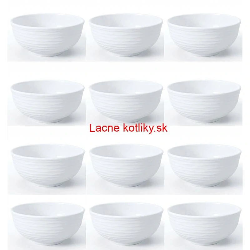 Set 12 ks: Prémiové biele misky s kamennou štruktúrou (750 ml)