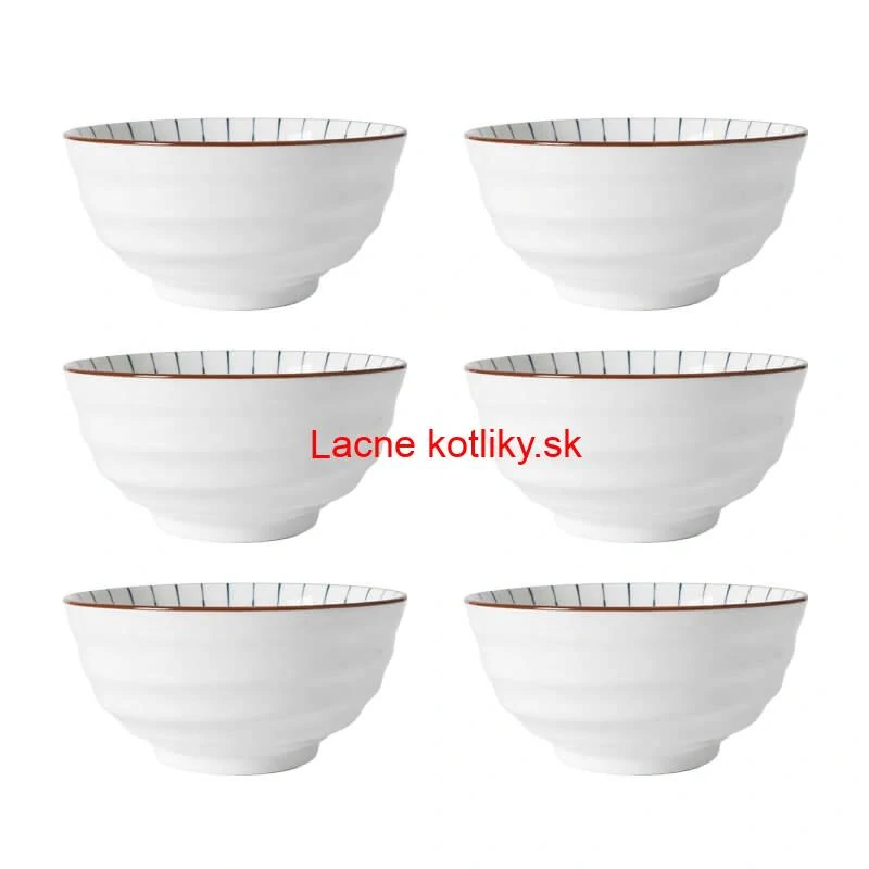 Sada 6 ks veľkých keramických misiek na guláš a polievky, 1 liter