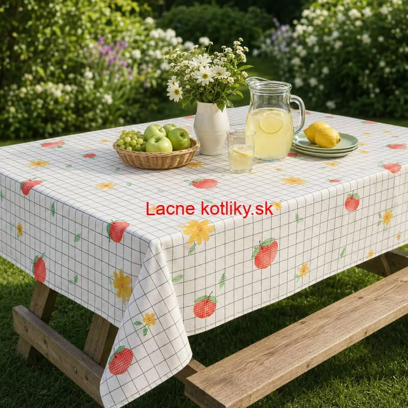 Umývateľný obrus Jablká a kvety 137 × 183 cm