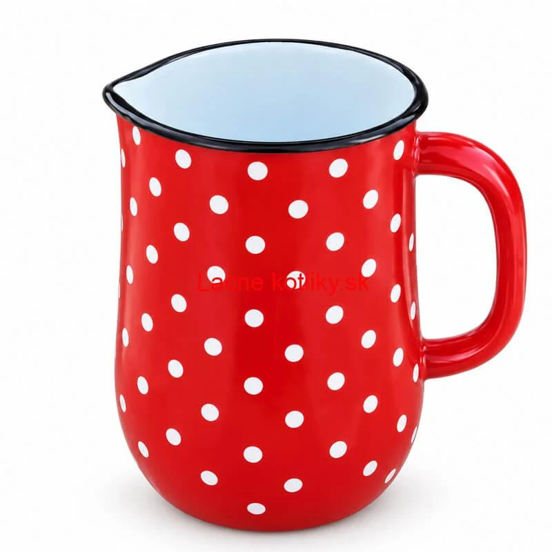 Smaltovaný džbán s bodkami 2,5 l – červený