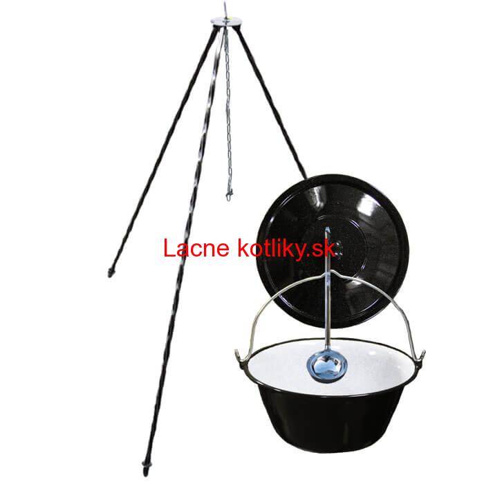 Smaltovaný kotlík 30 L + pokrievka + teleskopická trojnožka 1,40 m