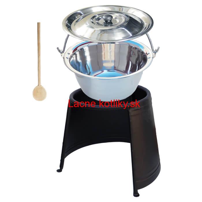 Nerezový kotlík 10 L (0,8 mm) + pokrievka + chránič plameňa