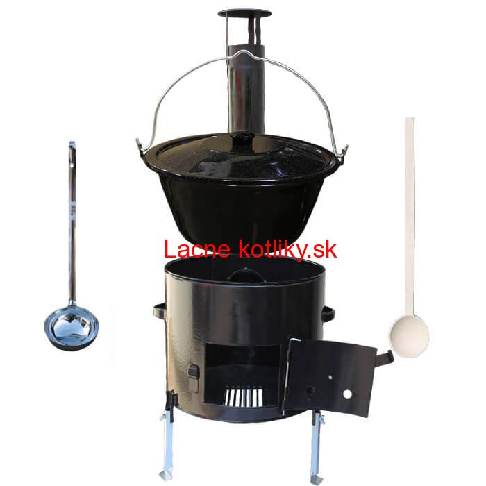Smaltovaný kotlík 10 L (1,2 mm) + smaltovaná kotlina 31 cm + vareška a naberačka Easy party