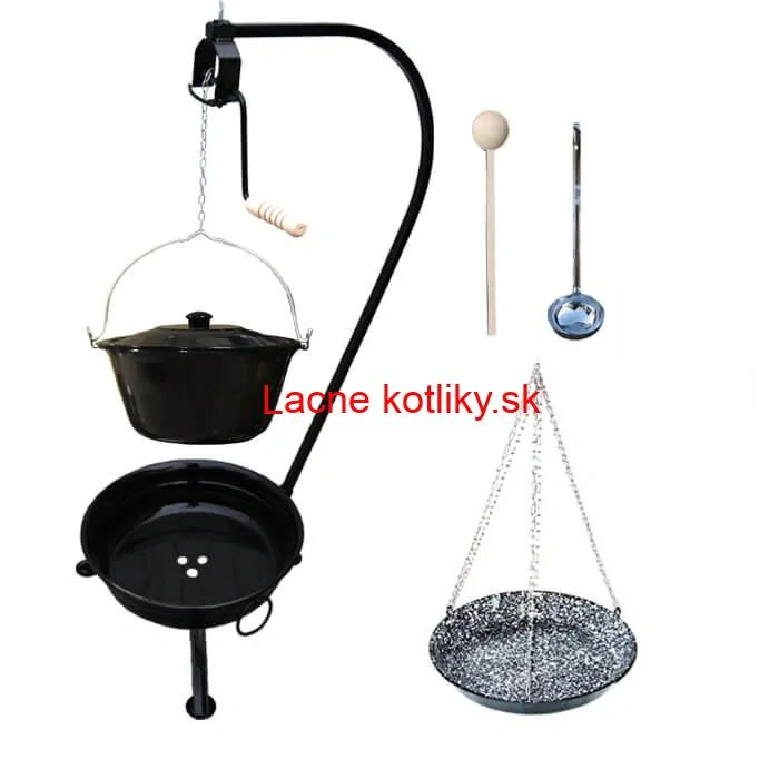 Smaltovaný kotlík 30 L (1,2 mm) + smaltovaná panvica + prenosné ohnisko