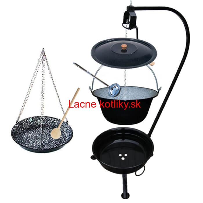 Smaltovaný kotlík 10 L (1,2 mm) + smaltovaná panvica + prenosné ohnisko