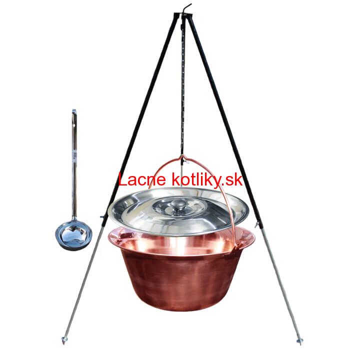Medený kotlík 30 L (1,2 mm) + pokrievka + klasická teleskopická trojnožka