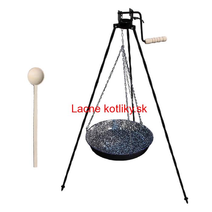 Smaltovaná panvica s retiazkou 42 cm + trojnožka s poistnou kladkou a vareška GRILL