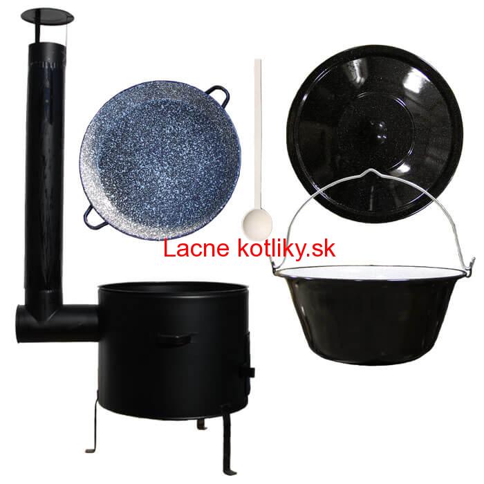 Smaltovaný kotlík 16 L (1,2 mm) + smaltovaná grilovacia panica s uškami GRILL PARTY
