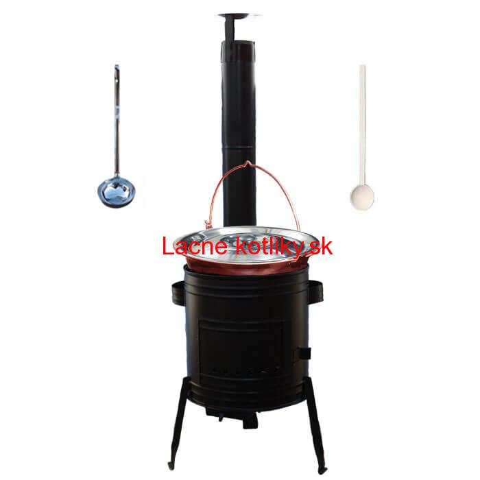 Medený kotlík 20 L (1,2 mm) + kovová kotlina 39 CLASSIC (KOV) + vareška a naberačka PARTY