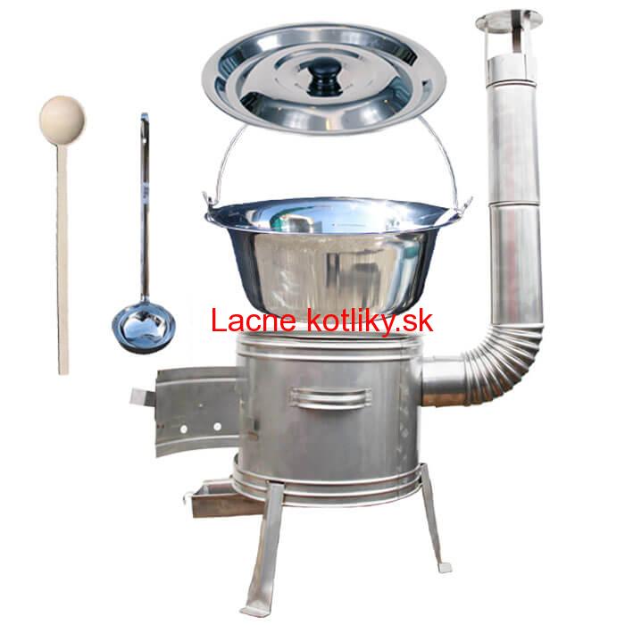 Antikorový kotlík 14 L (0,8 mm) + nerezová kotlina 36 cm + vareška a naberačka TOPLUX