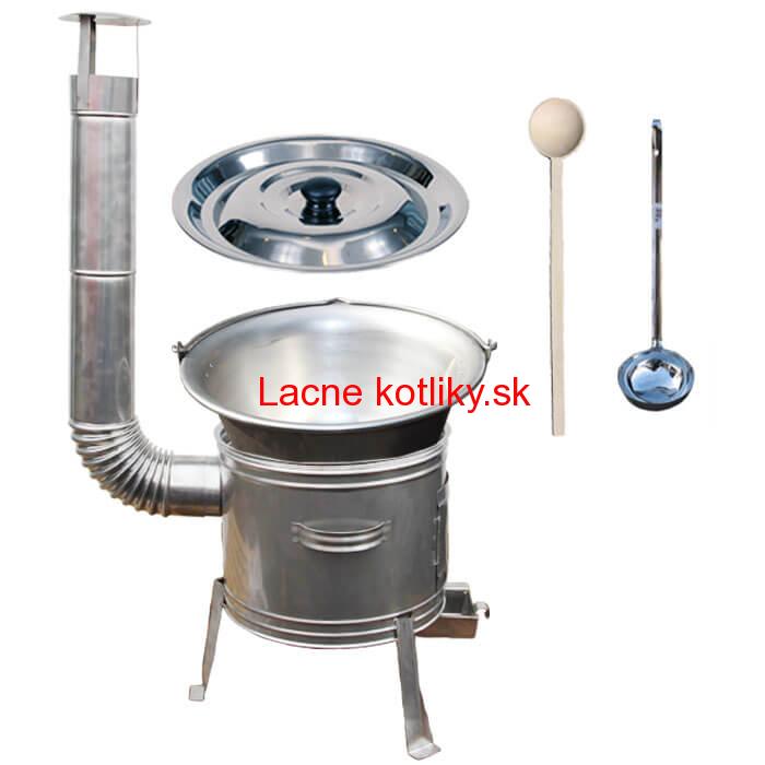 Nerezový kotlík 20 L (1,5 mm) + nerezová kotlina 42 cm + vareška a naberačka TOPLUX